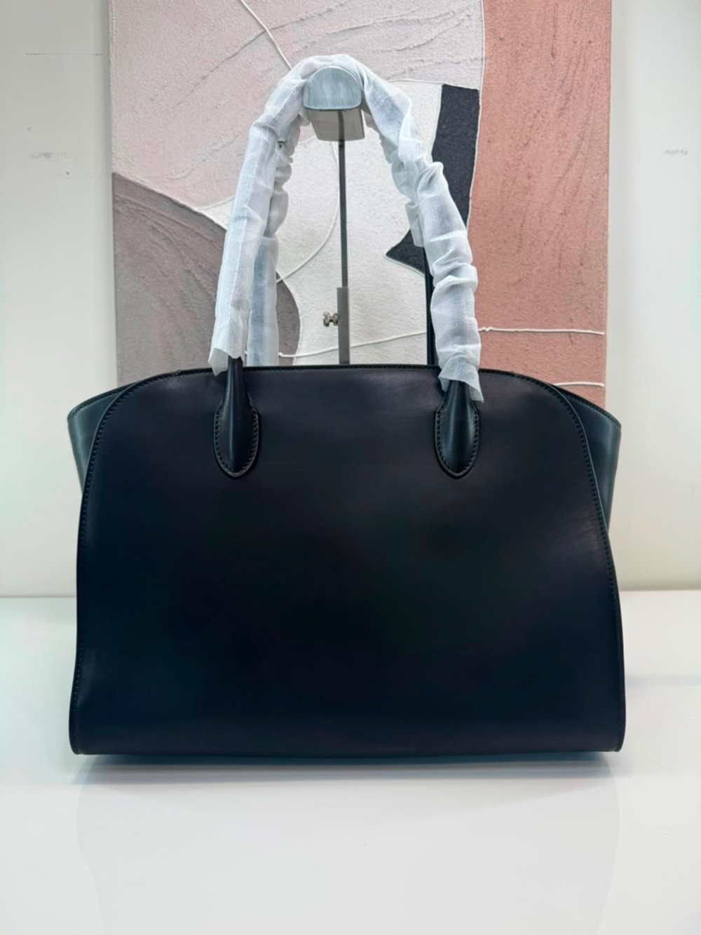 Row Margot 14 Inspired Leather Tote Bag in Black